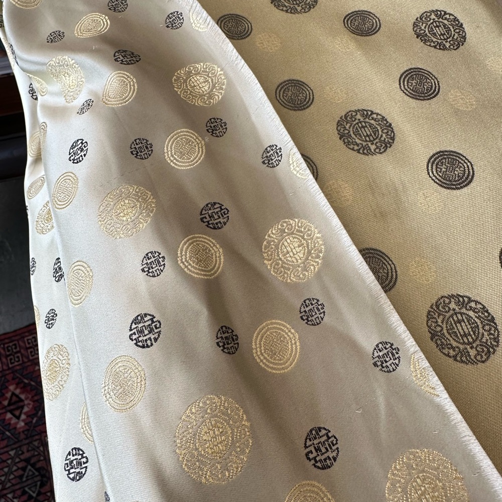 Silk Brocade Fabric Panel with Metallic Medallions 8 yards 44in wide